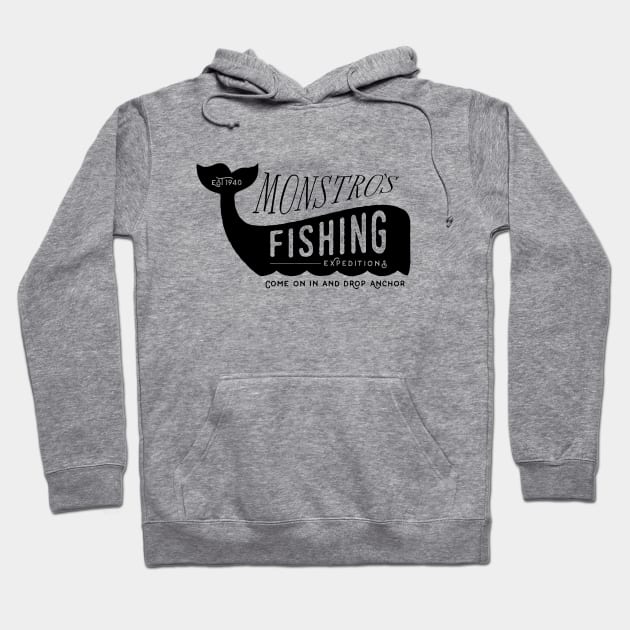 Monstro's Fishing Expeditions — Black Hoodie by Nathan Gale